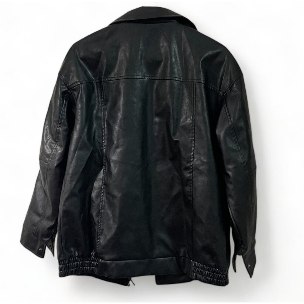 AUTOMET Womens Oversized Leather Jackets Faux Suede Motorcycle Coats, New - Picture 11 of 13